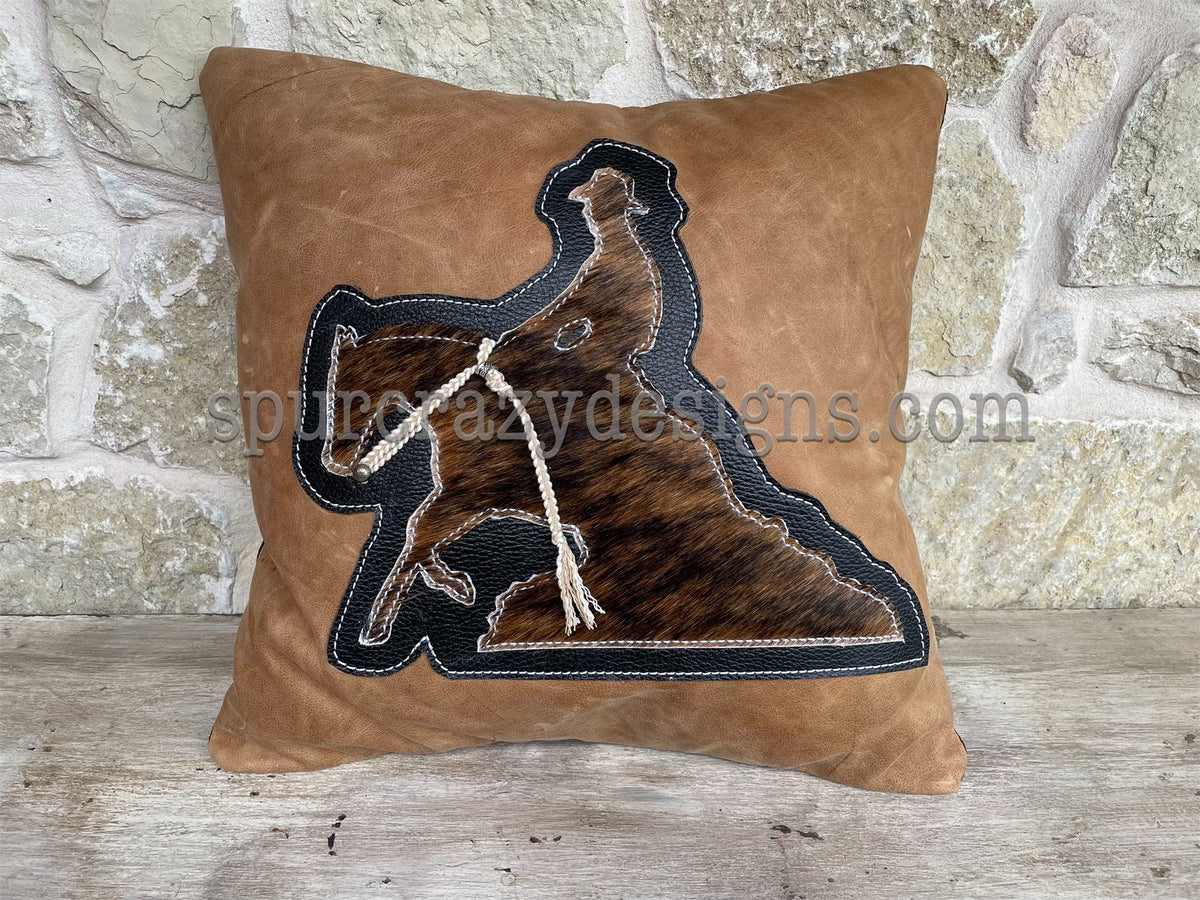 Working Cow Horse/Stock Horse Leather and Cowhide Pillow Cowgirl – Spur  Crazy Designs