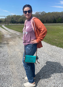 crossbody wallet pictured on a person