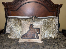 Load image into Gallery viewer, Working Cow Horse/Stock Horse Embossed Leather and Cowhide Pillow Cowboy