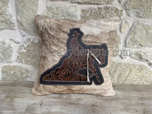 Load image into Gallery viewer, Working Cow Horse/Stock Horse Embossed Leather and Cowhide Pillow Cowboy