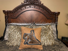 Load image into Gallery viewer, Working Cow Horse/Stock Horse Leather and Cowhide Pillow Cowboy