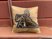 Load image into Gallery viewer, Working Cow Horse/Stock Horse Leather and Cowhide Pillow Cowboy