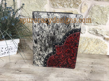 Load image into Gallery viewer, 3 Ring Zippered Portfolio, Leather and Cowhide covered with Personalized Monogram or Brand