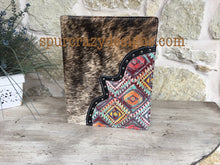 Load image into Gallery viewer, 3 Ring Zippered Portfolio, Leather and Cowhide covered with Personalized Monogram or Brand