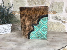 Load image into Gallery viewer, 3 Ring Zippered Portfolio, Leather and Cowhide covered with Personalized Monogram or Brand