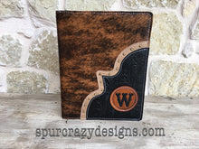 Load image into Gallery viewer, 3 Ring Zippered Portfolio, Leather and Cowhide covered with Personalized Monogram or Brand