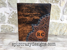 Load image into Gallery viewer, 3 Ring Zippered Portfolio, Leather and Cowhide covered with Personalized Monogram or Brand