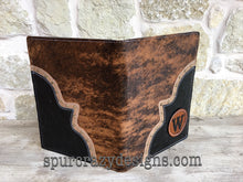 Load image into Gallery viewer, 3 Ring Zippered Portfolio, Leather and Cowhide covered with Personalized Monogram or Brand