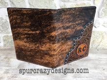 Load image into Gallery viewer, 3 Ring Zippered Portfolio, Leather and Cowhide covered with Personalized Monogram or Brand