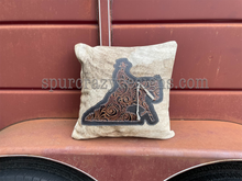 Load image into Gallery viewer, Working Cow Horse/Stock Horse Embossed Leather and Cowhide Pillow Cowboy