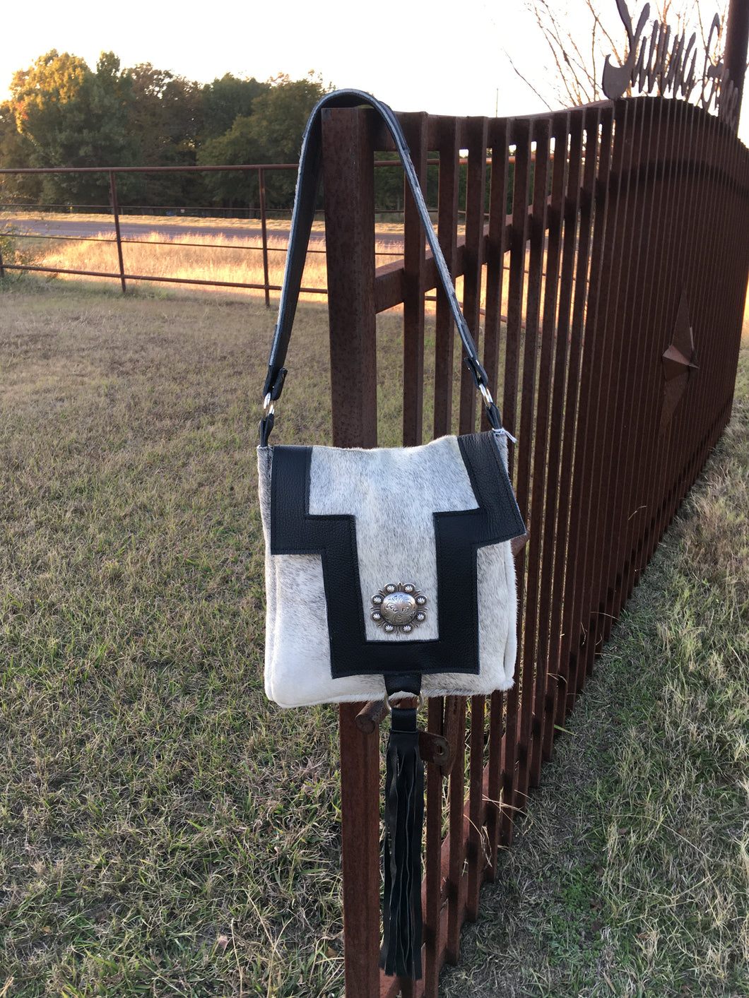 Gray Cowhide Shoulder Bag