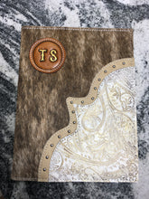 Load image into Gallery viewer, Personalized Monogram Leather Covered Portfolio (Partially Covered)