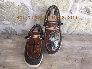 Bass and Hook Hand Tooled Shoes