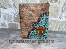 Load image into Gallery viewer, Personalized Monogram Leather Covered Portfolio (Partially Covered)