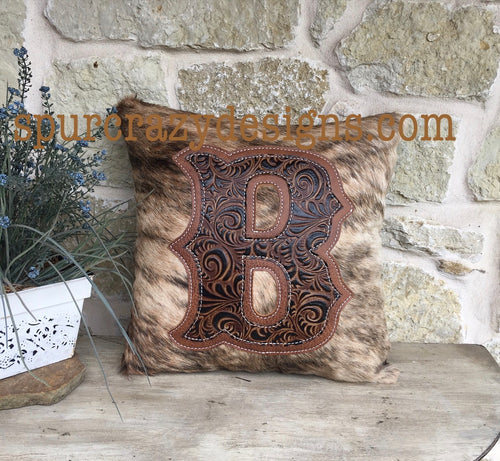 Brown Caracol Monogram Cowhide and Leather Pillows