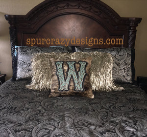 Turquoise Caracol Monogram Cowhide and Leather Pillows