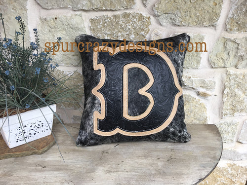 Black Tool Monogram Cowhide and Leather Pillows